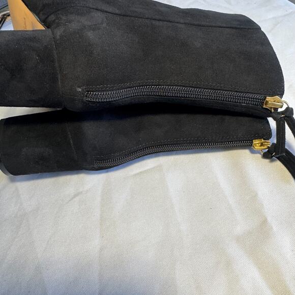 🖤 J.Crew Black Suede Ankle Boots with Block Heel - Style AQ747 sz 6.5 - Picture 2 of 6